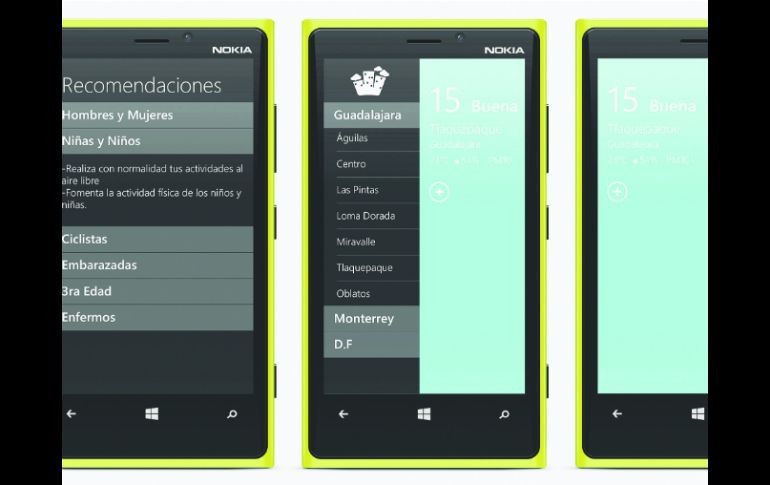 La aplicación. Esta app fue desarrollada para el sistema operativo Windows Phone por el LAM ITESO-Nokia.  /