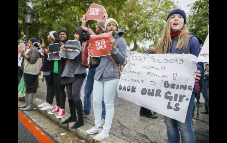 Manifestación en Sudáfrica. El secuestro masivo ocurrido el pasado 14 de abril ha motivado peticiones de justicia en todo el mundo. EFE /