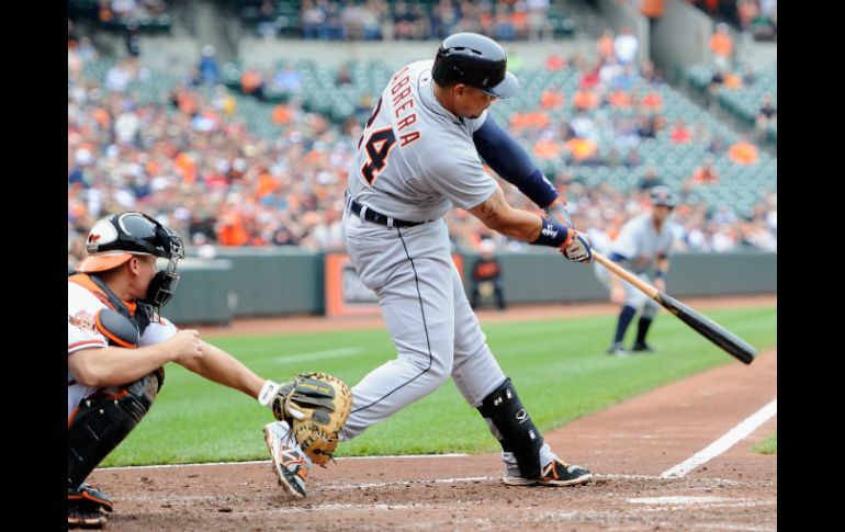 Miguel Cabrera fletó dos carreras con un sencillo en el tercer inning. AP /