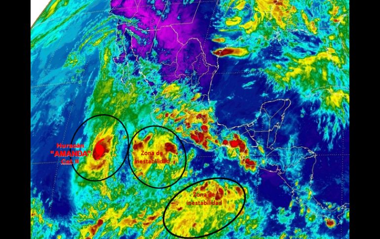 'Amanda' se encuentra a mil kilómetros al suroeste de Cabo Corrientes, Jalisco. TOMADA DE smn.cna.gob.mx  /