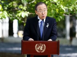 Ban Ki-moon muestra tristeza porque son seis años consecutivos que mueren más de cien 'cascos azules' cada año. EFE /