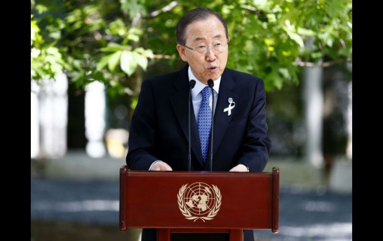 Ban Ki-moon muestra tristeza porque son seis años consecutivos que mueren más de cien 'cascos azules' cada año. EFE /