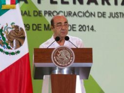 Murillo Karam habla en la inauguración de la XXXI Conferencia Nacional de Procuración de Justicia. TOMADA DE @gobrep  /