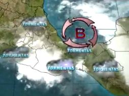 Imagen de la Conagua que muestra la zona de inestabilidad y de lluvias potenciales. ESPECIAL /