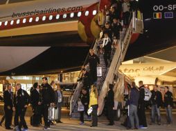 El equipo nacional belga a su llegada al aeropuerto en Sao Paulo. AFP /