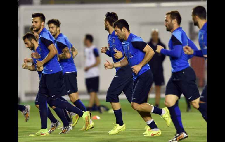 Los jugadores de Grecia durante una sesión de entrenamiento. AFP /