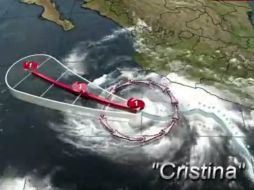 El huracán ''Cristina'', ahora categoría cuatro, se localiza frente a las costas de Jalisco y Colima. Foto: SMN. ESPECIAL /