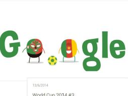 Durante el partido de México, Google lució un personaje enmascarado frente a la bandera de Camerún. ESPECIAL /