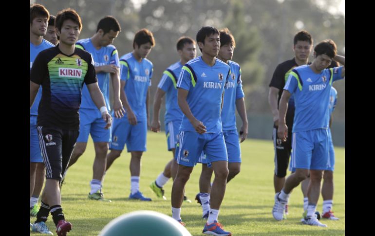 La Selección japonesa durante una sesión de entrenamiento. AP /