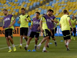 La Selección española durante una sesión de entrenamiento. EFE /