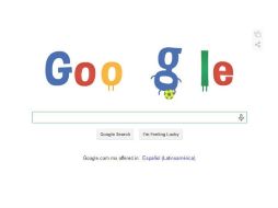 El ''doodle'' número 19 del Mundial de Brasil muestra la letra 'g' adueñándose del balón. ESPECIAL /