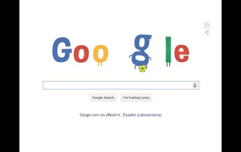 El ''doodle'' número 19 del Mundial de Brasil muestra la letra 'g' adueñándose del balón. ESPECIAL /