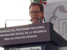 Roberto Campa Cifrián en el marco de la adhesión de Tamaulipas al Programa Nacional de Prevención Social de la Violencia. ESPECIAL /