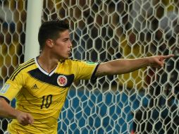 James Rodríguez festeja su segundo gol en el enfrentamiento ante Uruguay. AFP /