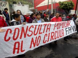 Manifestantes protestan contra las nuevas disposiciones del 'Hoy no circula' en la Ciudad de México. SUN /