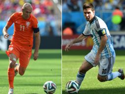 Arjen Robben y Lionel Messi (d) los jugadores más desequilibrantes de cada selección. AFP /