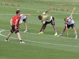 Jugadores de la Selección alemana en la última sesión de entrenamiento antes de la final. EFE /