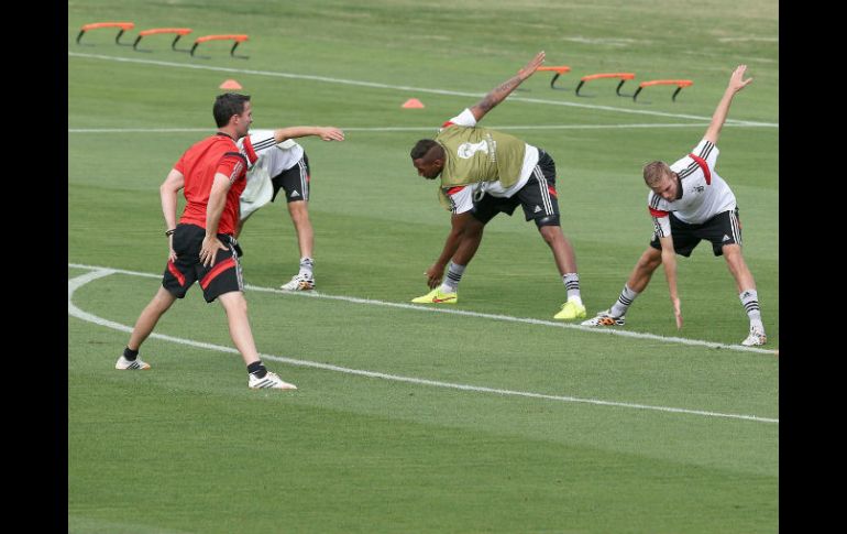 Jugadores de la Selección alemana en la última sesión de entrenamiento antes de la final. EFE /