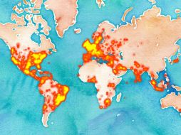 Imagen del mapa de la actividad de Twitter durante el Mundial. ESPECIAL /