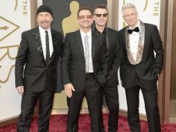 The Edge, Bono, Larry Mullen y Adam Clayton en los Premios Oscar. ARCHIVO /