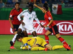 Acción del partido entre México y Nigeria en la ciudad de Mocton, Canadá. Tomada del twitter @FIFAWWC ESPECIAL /