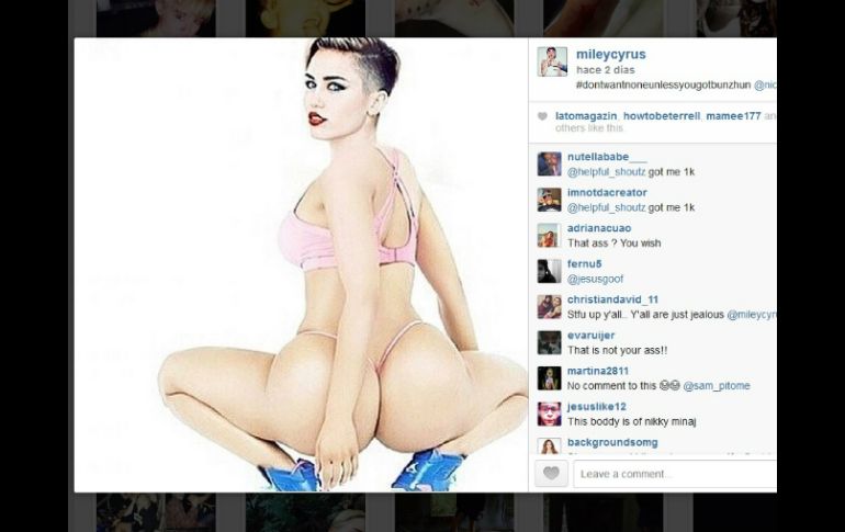 La interprete estadounidense publicó la fotografía de Miley preguntando porque miley hacia eso. INSTAGRAM: @Mileycirus. ESPECIAL /