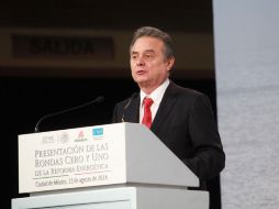 Pedro Joaquín Coldwell, secretario de Energía, presentó las rondas Cero y Uno. EFE /