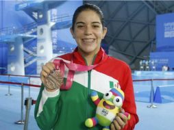 Alejandra Orozco gana la presea de bronce en plataforma 10 metros de los Juegos Olímpicos de la Juventud Nanjing 2014. Foto: ‏@CONADE. ESPECIAL /