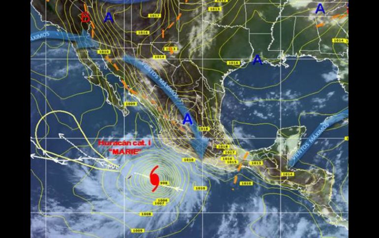 'Marie' se ubicará a 665 kilómetros al sur-suroeste de Cabo Corrientes, Jalisco. TOMADA DE @conagua_clima  /