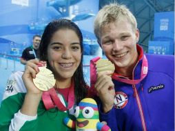 La pareja subió a lo alto del podio al conseguir un puntaje de 379.50. Foto: @CONADE ESPECIAL /