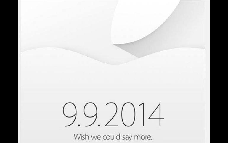 Apple invita a su evento con sólo la fecha 9 de septiembre y el texto: 'Nos encantaría poder decir más'. ESPECIAL /