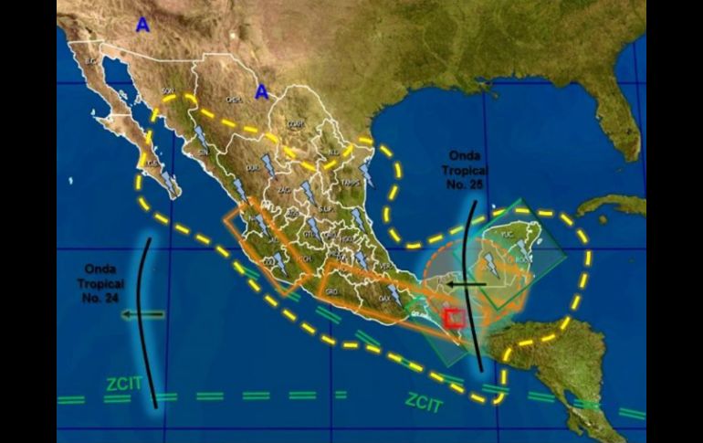 El fenómeno climatológico genera potencial de lluvias de intensas a torrenciales en zonas de Guerrero, Oaxaca y Chiapas. ESPECIAL /