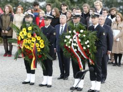 El presidente de Alemania, Joachim Gauck, encabeza la conmemoración en la ciudad polaca de Danzig. AP /