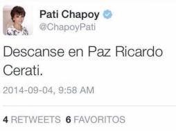 Usuarios de Twitter utilizan el 'hashtag' #TuiteoComoLaChapoy para hacer mofa de lo ocurrido. Foto: @ChapoyPati. ESPECIAL /