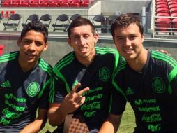 El 'Cubo' Torres(der) ya entrena con la Selección azteca para el amistoso en Denver. TWITTER  @erickestefano15.  /