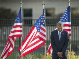 El presidente Obama, durante un momento de silencio en el Pentágono. AP P. Martínez  /