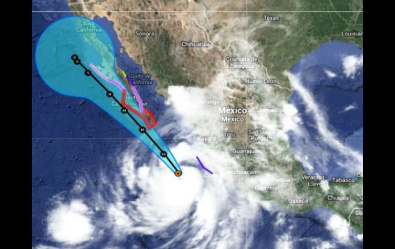 La parte exterior de 'Odile' podría cubrir la península de Baja California la noche del domingo. TWITTER  @conagua_clima  /