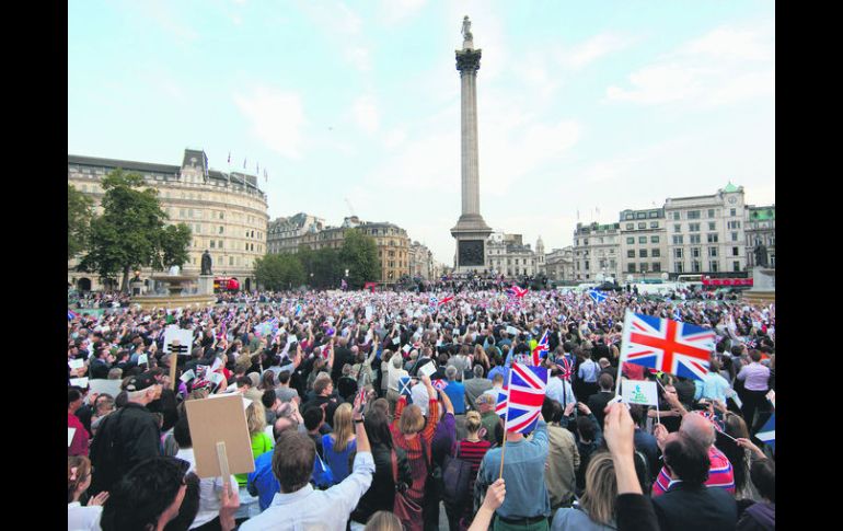 Manifestación. Los británicos a favor de la unión corearon el lema “Nosotros decimos que no”. EFE /