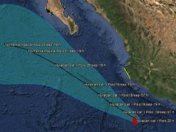 Vista de la previsión de la trayectoria del huracán 'Polo'. TWITTER  @conagua_clima  /