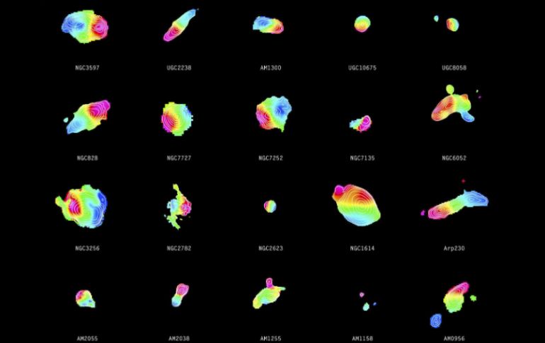 Las 31 galaxias están situadas de entre 40 y 600 millones de año luz de la tierra. EFE OBSERVATORIO ALMA.  /