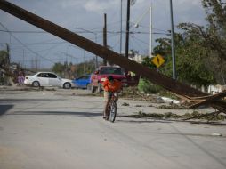 En Los Cabos calculan que más de dos mil postes de electricidad están destruidos. AP D. López  /