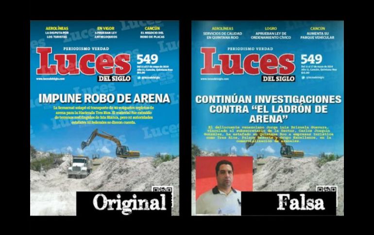 Imagen difundida en redes sociales sobre la presunta copia fraudulento del semanario ''Luces del Siglo''. TWITTER / @article19mex