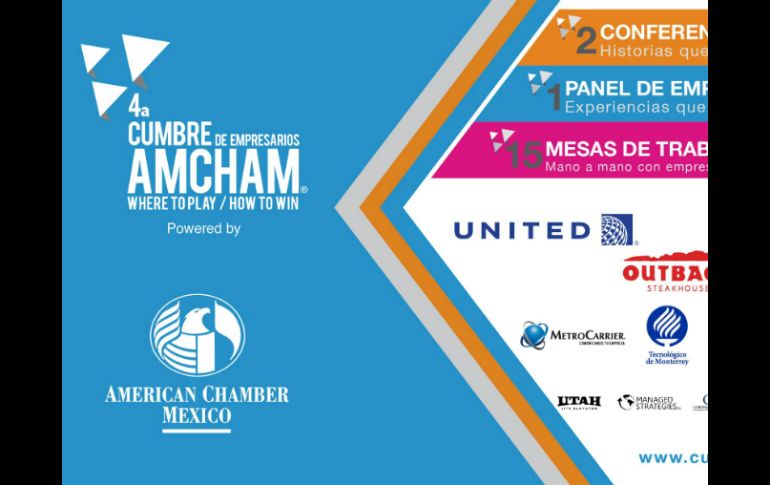 La cuarta Cumbre de Empresarios AmCham está patrocinada por más de 25 empresas de reconocimiento en México. FACEBOOK / Amcham GDL