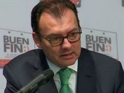 El secretario de Hacienda, Luis Videgaray, anuncia los 500 MDP para beneficiar a consumidores de ''El Buen Fin'' 2014. ESPECIAL /