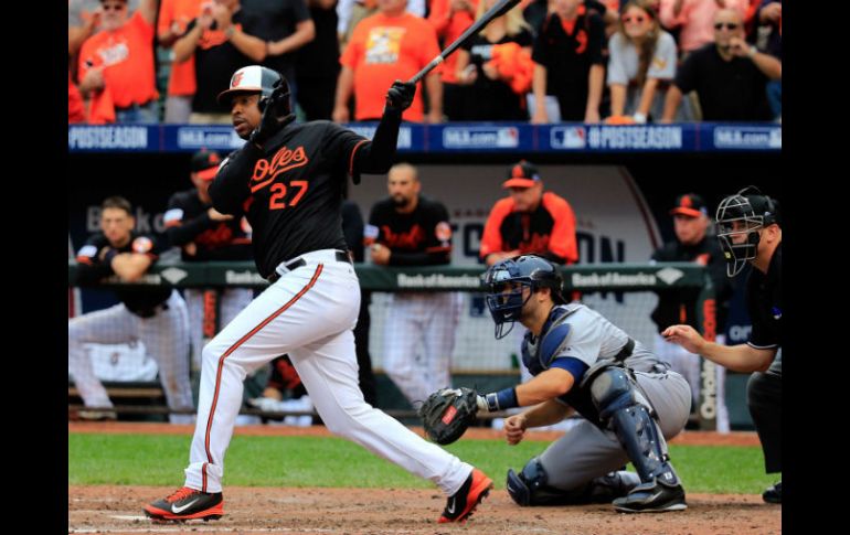 Young vino a batear por Ryan Flaherty y limpió las bases con el doblete por el jardín izquierdo. AFP / R. Carr