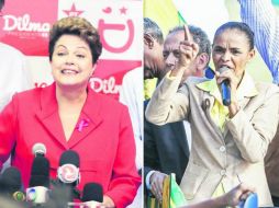 Dilma Rousseff y Marina Silva, las dos candidatas favoritas, aparecen en el debate con naturalidad. ESPECIAL / EFE & AFP