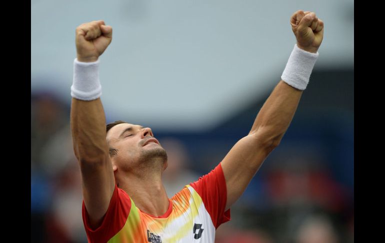 David Ferrer festeja el triunfo al eliminar al escocés Andy Murray. AFP / J. Eisele