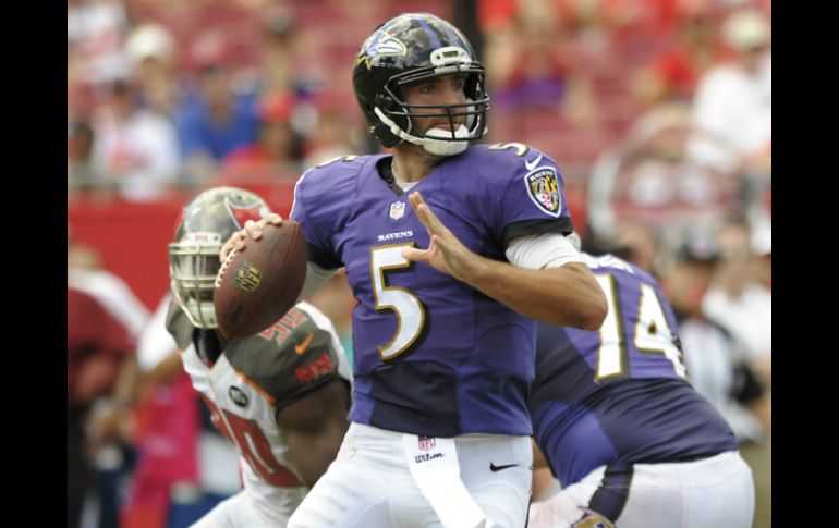 Joe Flacco estuvo casi perfecto al pasar306 yardas y cinco touchdowns. AP / S. Nesius