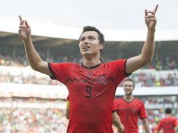 Erick Torres celebra su primer gol con la Selección mayor en su carrera. MEXSPORT / O.Martínez