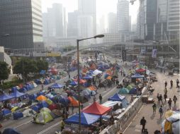 El movimiento Occupy Central bloquea las principales vías de la ciudad desde el 27 de septiembre. EFE / A. Hofford